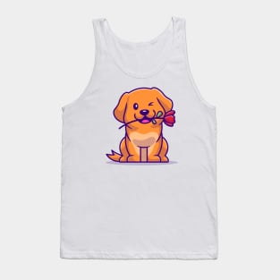 Cute Dog With Rose Tank Top